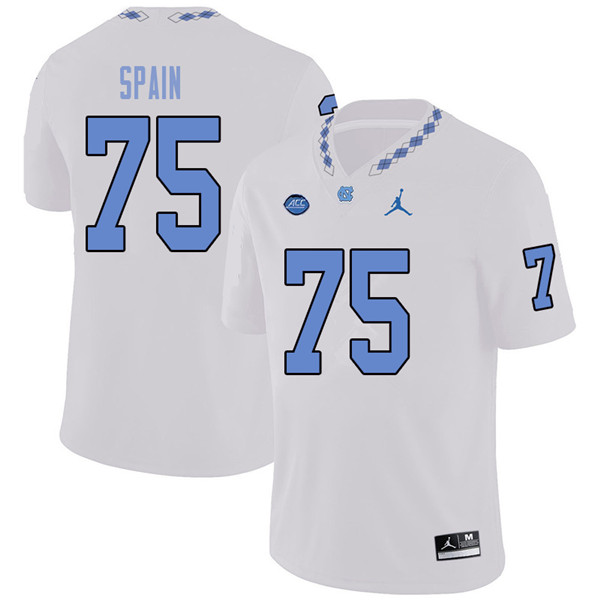 Jordan Brand Men #75 Bentley Spain North Carolina Tar Heels College Football Jerseys Sale-White